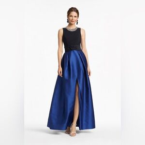 Sachin + Babi Sleeveless Formal Gown Blue Black Rhinestone A-Line Gown Sz 8 NWT